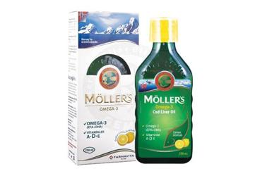 MOLLERS COD LIVER OIL OMEGA-3 ICEREN LIMON AROMALI TAKVIYE EDICI GIDA 250 ml şişe