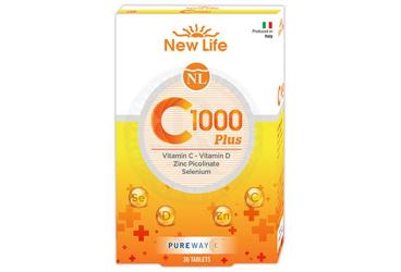 NEW LIFE C-1000 PLUS PUREWAY-C, VITAMIN D, ZINC PICOLINATE, SELENIUM ICEREN TAKVIYE EDICI GIDA 30 tablet