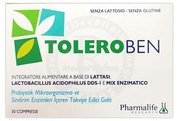PHARMALIFE RESEARCH TOLEROBEN PROBIYOTIK MIKROORGANIZMA VE SINDIRIM ENZIMLERI ICEREN TAKVIYE EDICI GIDA 30 tablet