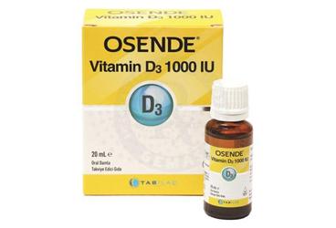 OSENDE VITAMIN D3 TAKVIYE EDICI GIDA 1000 IU 20 ml şişe