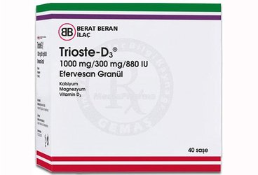 TRİOSTE-D3 1000 MG/300 MG/880 IU EFERVESAN GRANÜL, 40 ADET