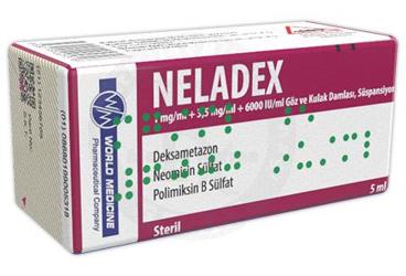 NELADEX 1 MG/ ML + 3,5 MG/ ML + 6000 IU/ ML GÖZ VE KULAK DAMLASI, SÜSPANSİYON, 1 ADET