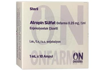 ATROPİN SÜLFAT ONFARMA 0,25 MG/1 ML ENJEKSİYONLUK ÇÖZELTİ, 10 ADET