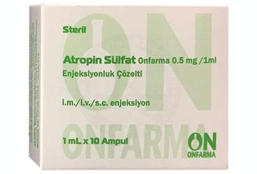 ATROPİN SÜLFAT ONFARMA 0,5 MG/1 ML ENJEKSİYONLUK ÇÖZELTİ, 10 ADET