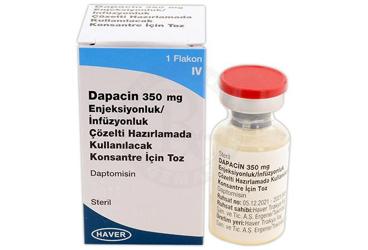 DAPACİN 350 MG IV ENJEKSİYONLUK/İNFÜZYONLUK ÇÖZELTİ HAZIRLAMADA KULLANILACAK KONSANTRE İÇİN TOZ, 1 ADET