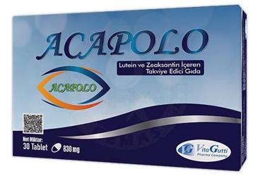 ACAPOLO LUTEIN VE ZEAKSANTIN ICEREN TAKVIYE EDICI GIDA 830 mg 30 tablet