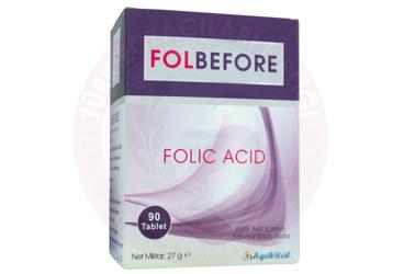 FOLBEFORE FOLIC ACID TABLET FOLIK ASIT ICEREN TAKVIYE EDICI GIDA 90 tablet