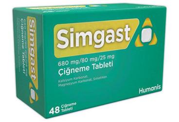 SİMGAST 680 MG/80 MG/25 MG ÇİĞNEME TABLETİ, 48 ADET