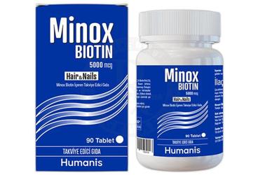 MINOX BIOTIN HAIR AND NAILS TAKVIYE EDICI GI9DA 5000 mcg 90 tablet