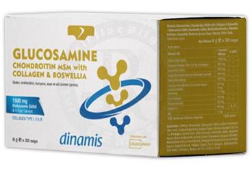 DINAMIS GLUCOSAMINE CHONDROITIN MSM WITH COLLAGEN & BOSWELLA TAKVIYE EDICI GIDA 1500 mg 30 saşe