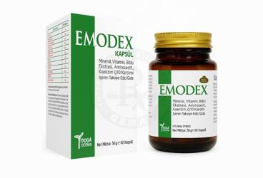 EMODEX KAPSUL MINERAL, VITAMIN, BITKI EKSTRESI, AMINOASIT, KOENZIM Q10 KARISIMI ICEREN TAKVIYE EDICI GIDA 60 kapsül