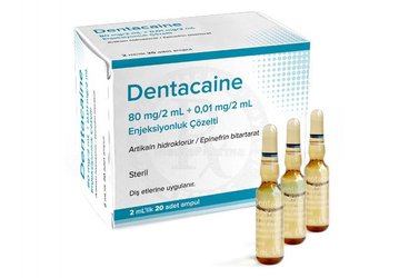 Dentacaine 80 mg/2 ml+0,01 mg/2 ml Enjeksiyonluk Çözelti (20 adet)