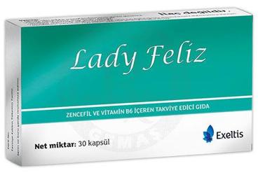 LADY FELIZ ZENCEFIL VE VITAMIN B6 ICEREN TAKVIYE EDICI GIDA 30 kapsül
