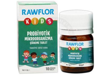 RAWFLOR KIDS PROBIYOTIK MIKROORGANIZMA CIGNEME TABLET TAKVIYE EDICI GIDA 10 tablet