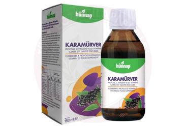 HUNNAP KARAMURVER, PROPOLIS, C VITAMINI VE D3 VITAMINI ICEREN TAKVIYE EDICI GIDA 150 ml şişe