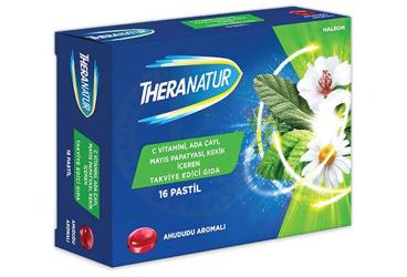 THERANATUR C VITAMINI, ADA CAYI, MAYIS PAPATYASI, KEKIK ICEREN AHUDUDU AROMALI PASTIL TAKVIYE EDICI GIDA 16 pastil