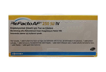 REFACTO AF 250 IU IV ENJEKSIYONLUK COZELTI ICIN TOZ VE COZUCU FLAKON, 1 ADET