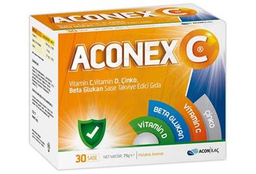 ACONEX C VITAMIN C, VITAMIN D, CINKO, BETA GLUKAN SASE TAKVIYE EDICI GIDA 30 saşe