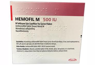 HEMOFIL-M 500 IU IV INFUZYON ICIN LIYOFILIZE TOZ ICEREN FLAKON, 1 ADET