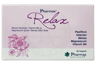 PHARMAX RELAX BITKISEL EKSTRELER, VITAMIN B6 VE MAGNEZYUM ICEREN KAPSUL 30 kapsül