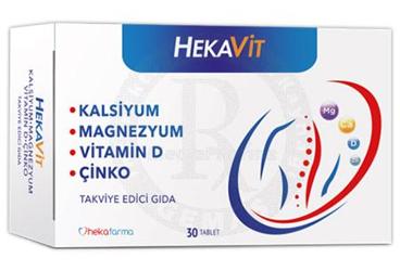 HEKAVIT KALSIYUM, MAGNEZYUM, VITAMIN D VE CINKO ICEREN TAKVIYE EDICI GIDA TABLET 30 tablet