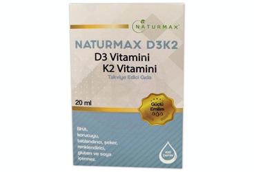 NATURMAX D3K2 D3 VITAMINI, K2 VITAMINI ICEREN TAKVIYE EDICI GIDA 20 ml şişe
