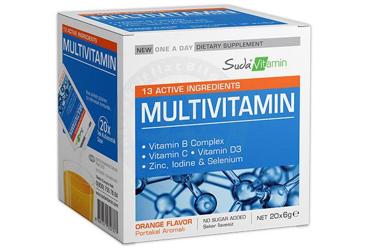 SUDA-C MULTIVITAMIN VITAMIN & MINERAL, VITAMIN C ICEREN PORTAKAL AROMALI SASE 20 saşe