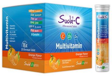 SUDA-C MULTIVITAMIN ICEREN TAKVIYE EDICI GIDA EFERVESAN TABLET 20 tablet