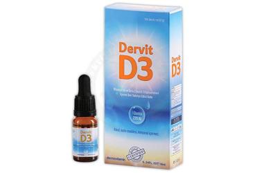 DERVIT VITAMIN D3 VE ORTA ZINCIRLI TRIGLISERIDLERI ICEREN SIVI TAKVIYE EDICI GIDA 10 ml şişe
