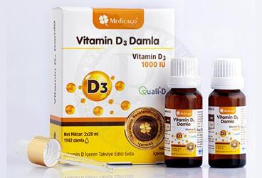 MEDICAGO VITAMIN D3 DAMLA VITAMIN D ICEREN TAKVIYE EDICI GIDA 1000 IU 2x20 ml şişe