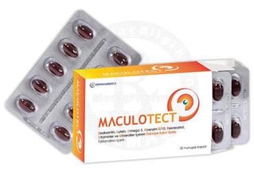 MACULOTECT ZEAKSANTIN, LUTEIN, OMEGA3, KOENZIM Q10, RESVERATROL, VITAMINLER VE MINERAL ICEREN TAKVIYE EDICI GIDA 30 kapsül