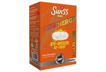 SWISS BORK ENERGY Q10 + GINSENG + K2 + FOLAT MULTIVITAMIN MULTIMINERAL ICEREN TAKVIYE EDICI GIDA 30 tablet