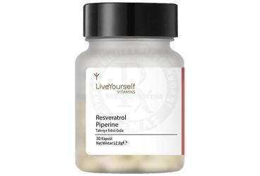 LIVE YOURSELF RESVERATROL PIPERIN ICEREN KAPSUL TAKVIYE EDICI GIDA 30 kapsül