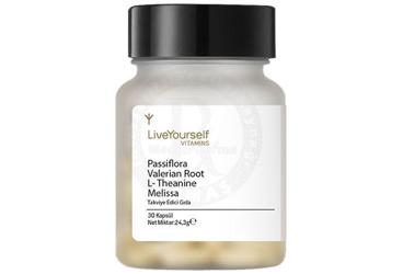 LIVE YOURSELF PASSIFLORA, VALERIAN ROOT, L-THEANINE, MELISSA ICEREN KAPSUL TAKVIYE EDICI GIDA 30 kapsül