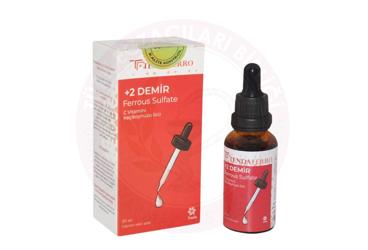 TENDAFERRO +2 DEMIR SULFAT, C VITAMINI, KECIBOYNUZU ICEREN TAKVIYE EDICI GIDA 30 ml
