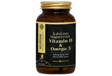 MICROBIOME KALSIYUM MAGNEZYUM VITAMIN D OMEGA 3 ICEREN TAKVIYE EDICI GIDA 50 kapsül