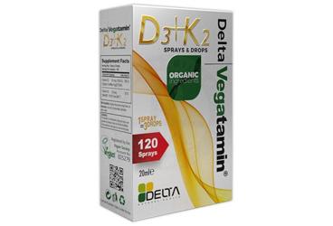 DELTA VEGATAMIN D3+K2 SPREY VE DAMLA 120 doz 20 ml şişe