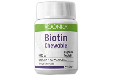 VOONKA BIOTIN CHEWABLE VITAMIN B7 ICEREN CIKOLATA KAHVE AROMALI TAKVIYE EDICI GIDA 5000 mcg 62 tablet