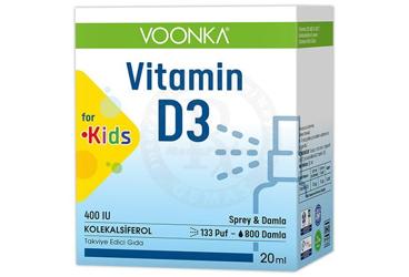 VOONKA VITAMIN D3 KOLEKALSIFEROL ICEREN TAKVIYE EDICI GIDA 400 IU 20 ml şişe