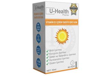 U HEALTH VITAMIN D3 ICEREN TAKVIYE EDICI GIDA 10 ml şişe