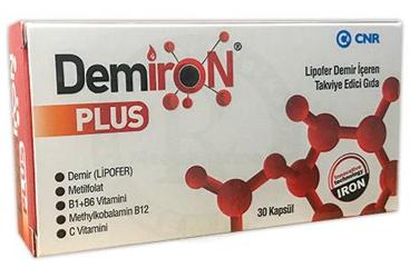 DEMIRON PLUS LIPOFER DEMIR ICEREN TAKVIYE EDICI GIDA 30 kapsül