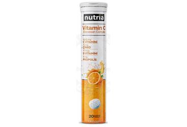 NUTRIA VITAMIN C EFERVESAN COMPLEX, C VITAMINI, CINKO, D3 VITAMINI, PROPOLIS ICEREN TAKVIYE EDICI GIDA 20 tablet