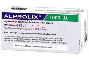 ALPROLİX 1000 IU ENJEKSİYONLUK ÇÖZELTİ HAZIRLAMAK İÇİN TOZ VE ÇÖZÜCÜ, 1 ADET TOZ İÇEREN FLAKON+ 1 ADET ÇÖZÜCÜ