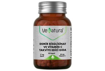 VENATURA DEMIR BISGLISINAT VE VITAMIN C TAKVIYE EDICI GIDA 90 kapsül