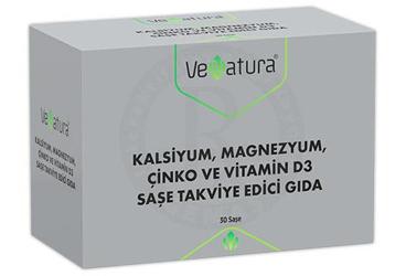 VENATURA KALSIYUM MAGNEZYUM CINKO VITAMIN D3 ICEREN TAKVIYE EDICI GIDA 30 saşe
