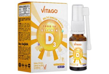 VITAGO DAILY VITAMIN D3 SPREY VE DAMLA TAKVIYE EDICI GIDA 20 ml şişe