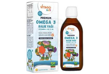 VITAGO KIDS Z TAKIMI BALIK YAGI, OMEGA 3, VITAMINA, D3, E, K2 ICEREN TAKVIYE EDICI GIDA 150 ml şişe