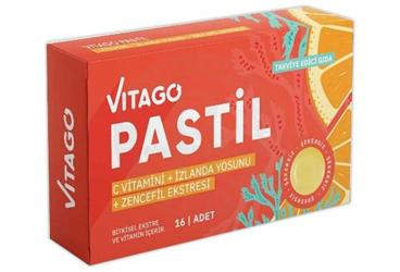 VITAGO VITAMINC, IZLANDA YOSUNU, ZENCEFIL ICEREN TAKVIYE EDICI GIDA 16 pastil