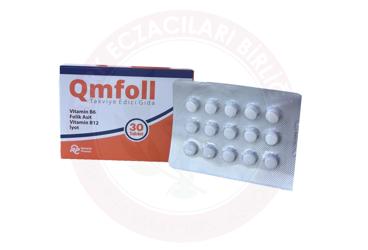QMFOLL FOLIK ASIT, VITAMIN B12 (METILKOBALAMIN), IYOT VE VITAMIN B6 ICEREN TAKVIYE EDICI GIDA TABLET 30 tablet