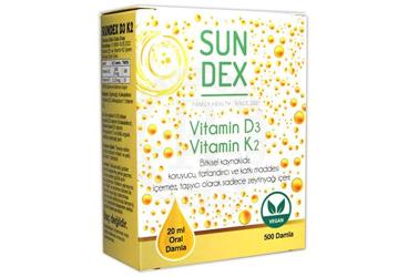 SUNDEX VITAMIN D3K2 ICEREN TAKVIYE EDICI DAMLA 20 ml şişe